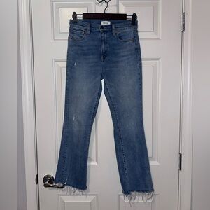 pistola Medium Blue Wide Leg Jeans with Frayed Hem
